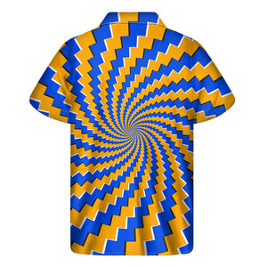 Yellow Spiral Moving Optical Illusion Men's Short Sleeve Shirt