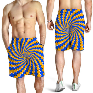 Yellow Spiral Moving Optical Illusion Men's Shorts