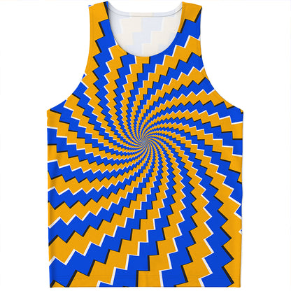 Yellow Spiral Moving Optical Illusion Men's Tank Top