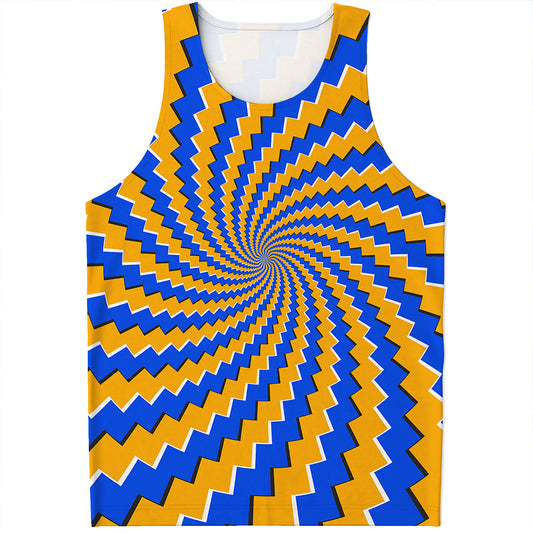 Yellow Spiral Moving Optical Illusion Men's Tank Top
