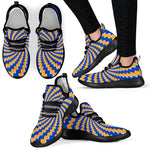 Yellow Spiral Moving Optical Illusion Mesh Knit Shoes GearFrost