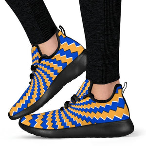 Yellow Spiral Moving Optical Illusion Mesh Knit Shoes GearFrost