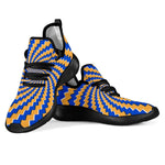 Yellow Spiral Moving Optical Illusion Mesh Knit Shoes GearFrost