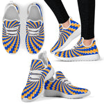 Yellow Spiral Moving Optical Illusion Mesh Knit Shoes GearFrost