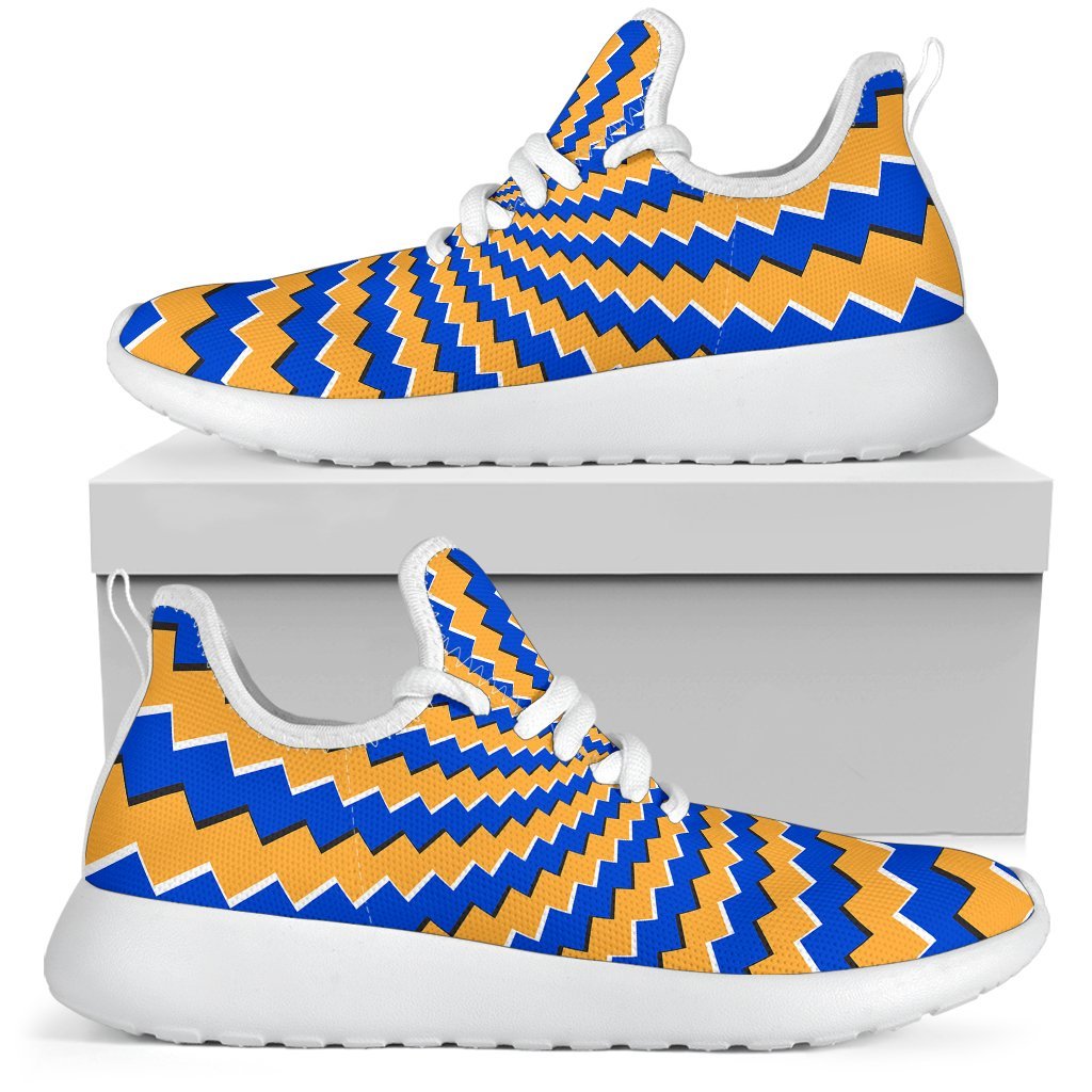 Yellow Spiral Moving Optical Illusion Mesh Knit Shoes GearFrost