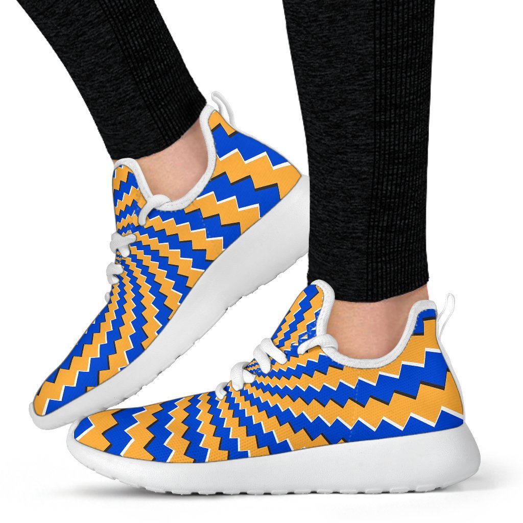 Yellow Spiral Moving Optical Illusion Mesh Knit Shoes GearFrost