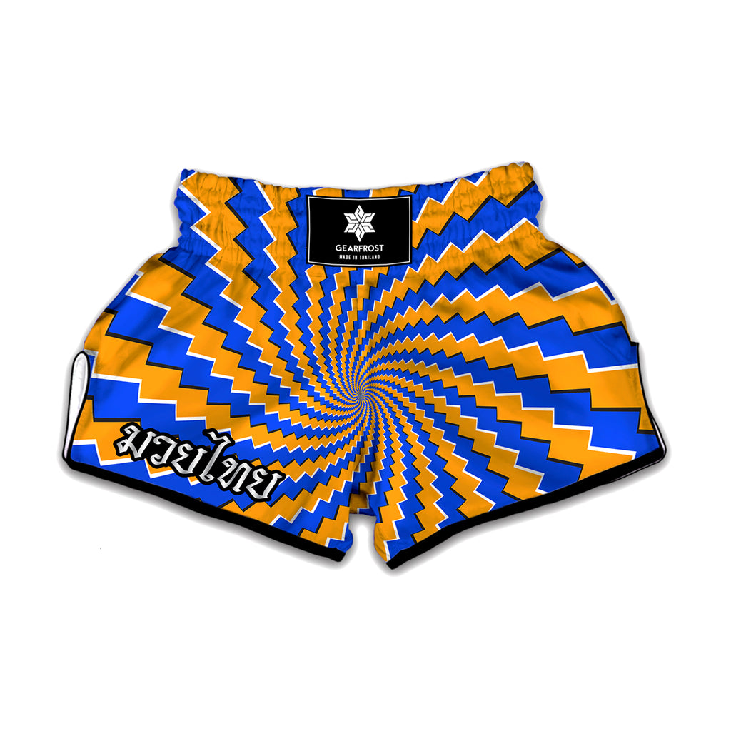 Yellow Spiral Moving Optical Illusion Muay Thai Boxing Shorts