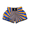 Yellow Spiral Moving Optical Illusion Muay Thai Boxing Shorts