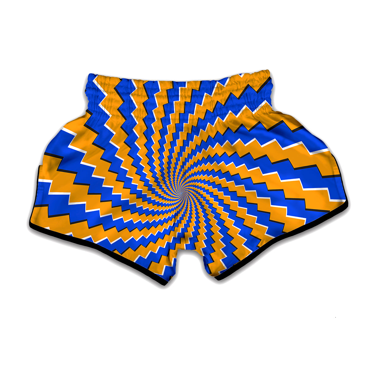 Yellow Spiral Moving Optical Illusion Muay Thai Boxing Shorts