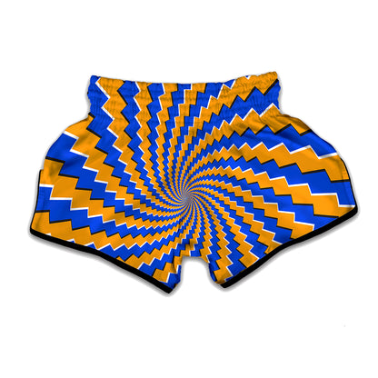 Yellow Spiral Moving Optical Illusion Muay Thai Boxing Shorts