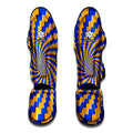 Yellow Spiral Moving Optical Illusion Muay Thai Shin Guards