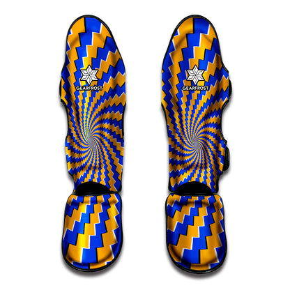 Yellow Spiral Moving Optical Illusion Muay Thai Shin Guard