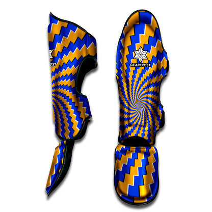 Yellow Spiral Moving Optical Illusion Muay Thai Shin Guard
