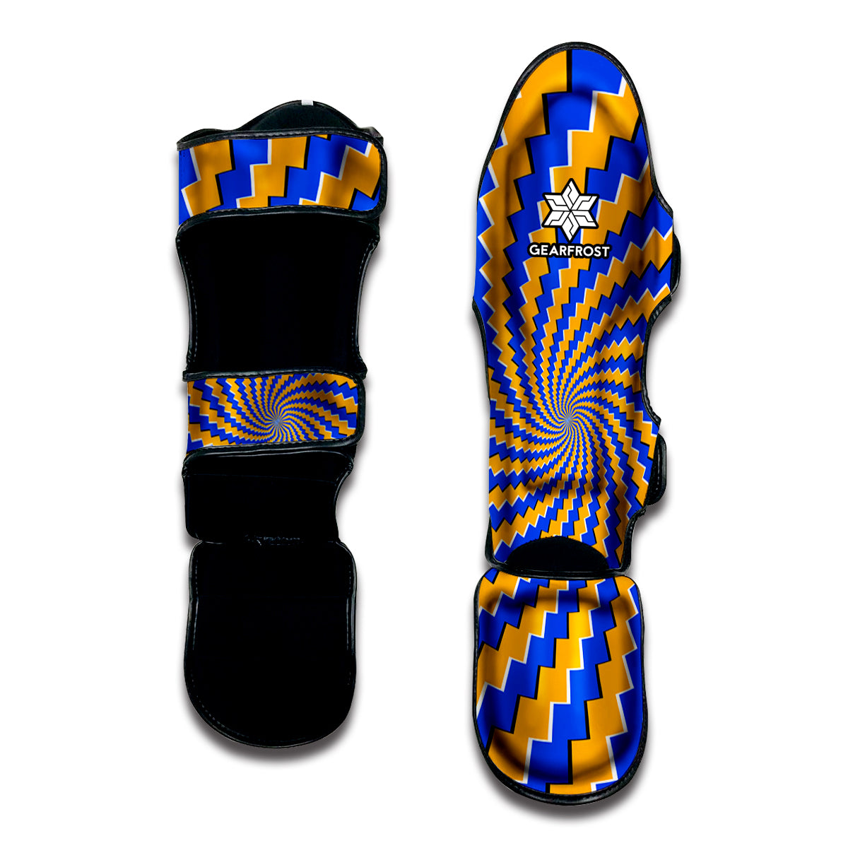Yellow Spiral Moving Optical Illusion Muay Thai Shin Guard