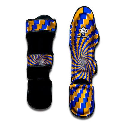 Yellow Spiral Moving Optical Illusion Muay Thai Shin Guard