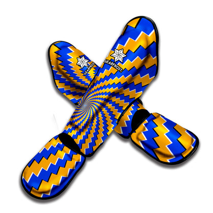 Yellow Spiral Moving Optical Illusion Muay Thai Shin Guard