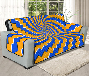 Yellow Spiral Moving Optical Illusion Oversized Sofa Protector