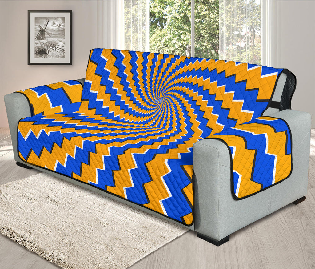 Yellow Spiral Moving Optical Illusion Oversized Sofa Protector