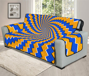 Yellow Spiral Moving Optical Illusion Oversized Sofa Protector