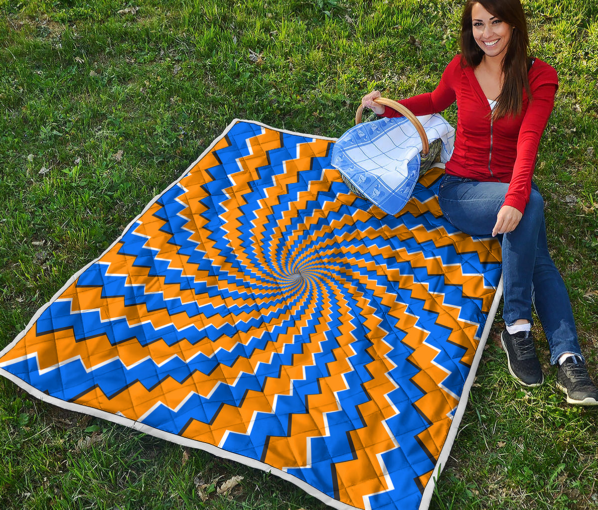 Yellow Spiral Moving Optical Illusion Quilt