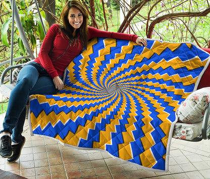 Yellow Spiral Moving Optical Illusion Quilt