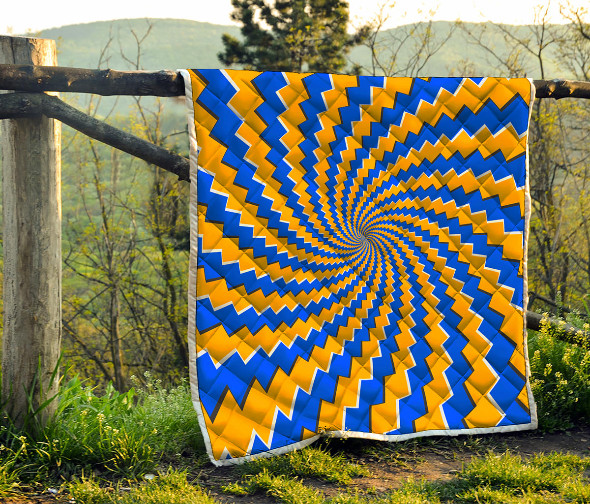 Yellow Spiral Moving Optical Illusion Quilt