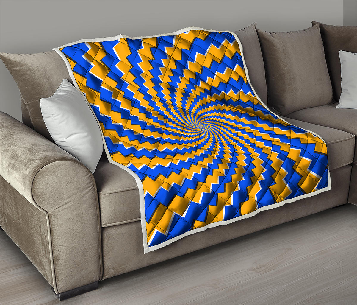 Yellow Spiral Moving Optical Illusion Quilt