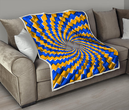Yellow Spiral Moving Optical Illusion Quilt