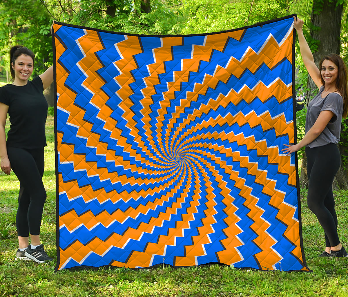 Yellow Spiral Moving Optical Illusion Quilt