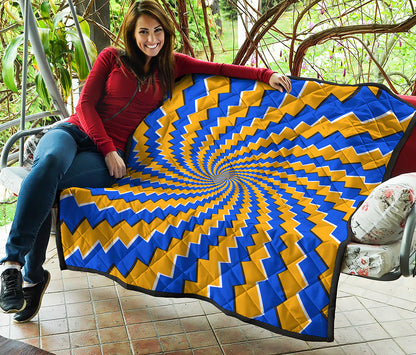 Yellow Spiral Moving Optical Illusion Quilt