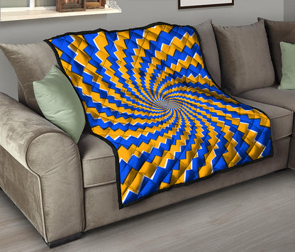Yellow Spiral Moving Optical Illusion Quilt