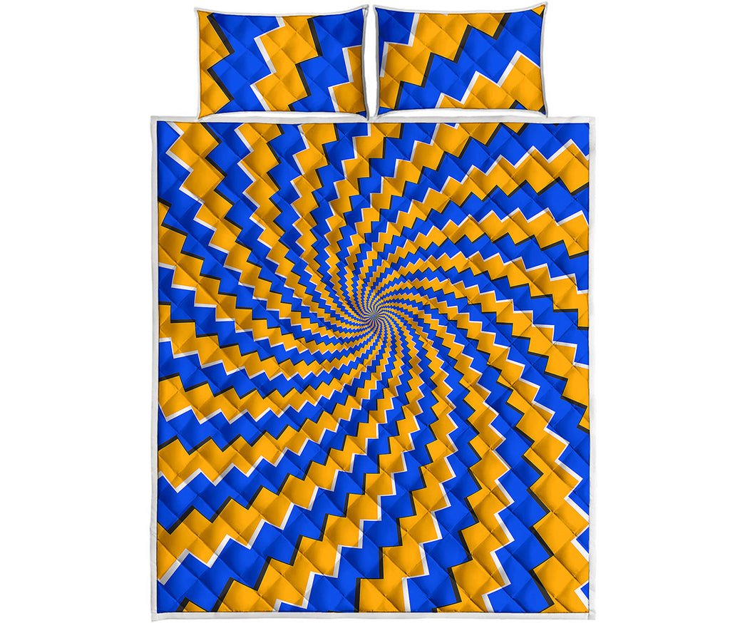 Yellow Spiral Moving Optical Illusion Quilt Bed Set