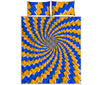 Yellow Spiral Moving Optical Illusion Quilt Bed Set