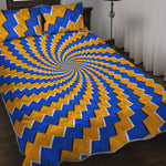 Yellow Spiral Moving Optical Illusion Quilt Bed Set