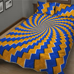 Yellow Spiral Moving Optical Illusion Quilt Bed Set