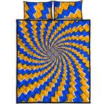 Yellow Spiral Moving Optical Illusion Quilt Bed Set