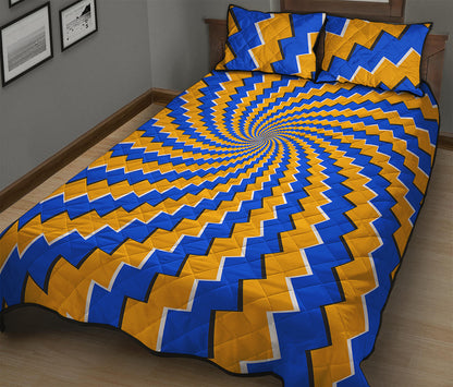 Yellow Spiral Moving Optical Illusion Quilt Bed Set