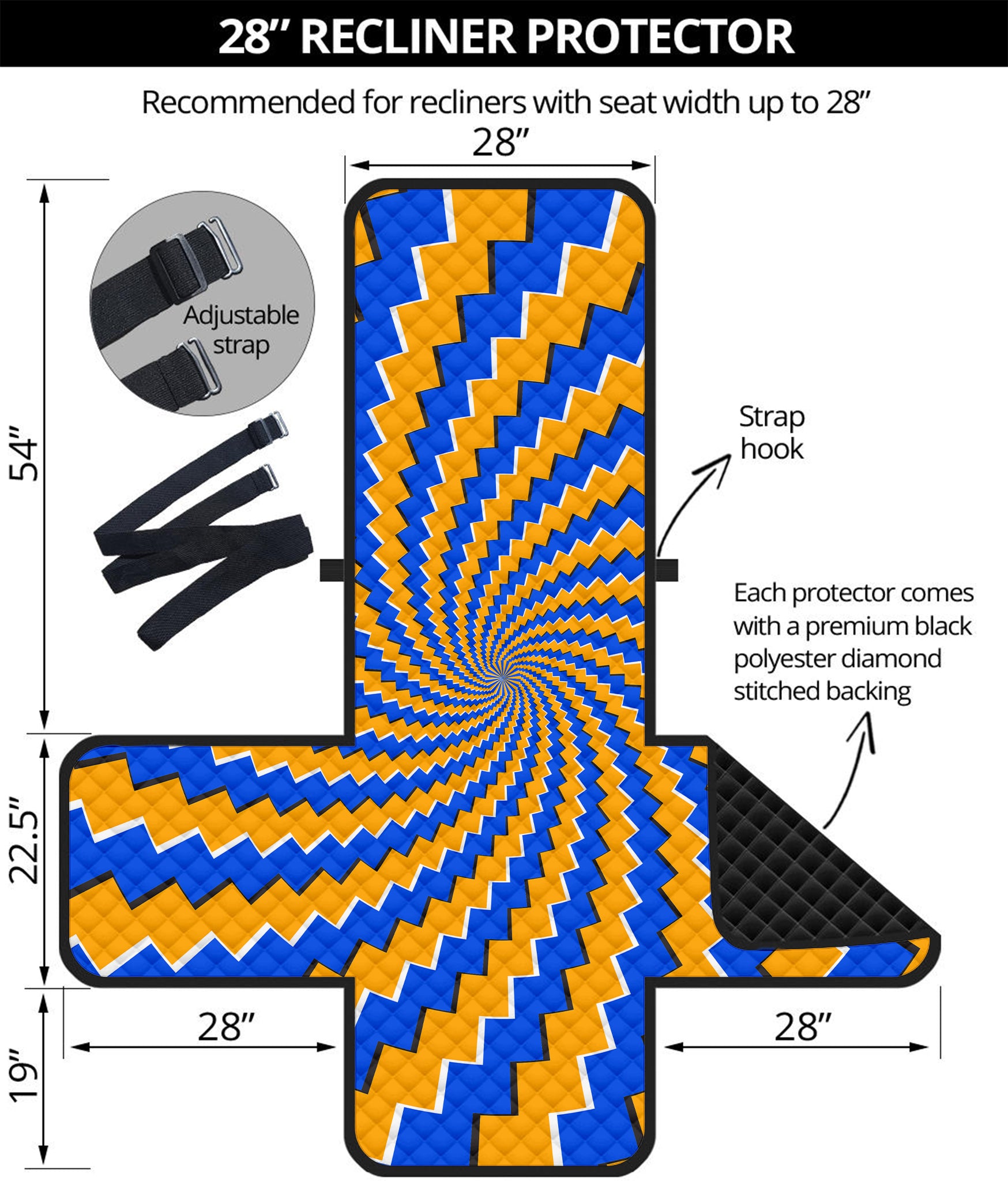 Yellow Spiral Moving Optical Illusion Recliner Protector