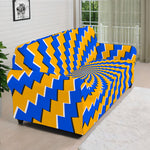 Yellow Spiral Moving Optical Illusion Sofa Cover