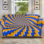 Yellow Spiral Moving Optical Illusion Sofa Protector