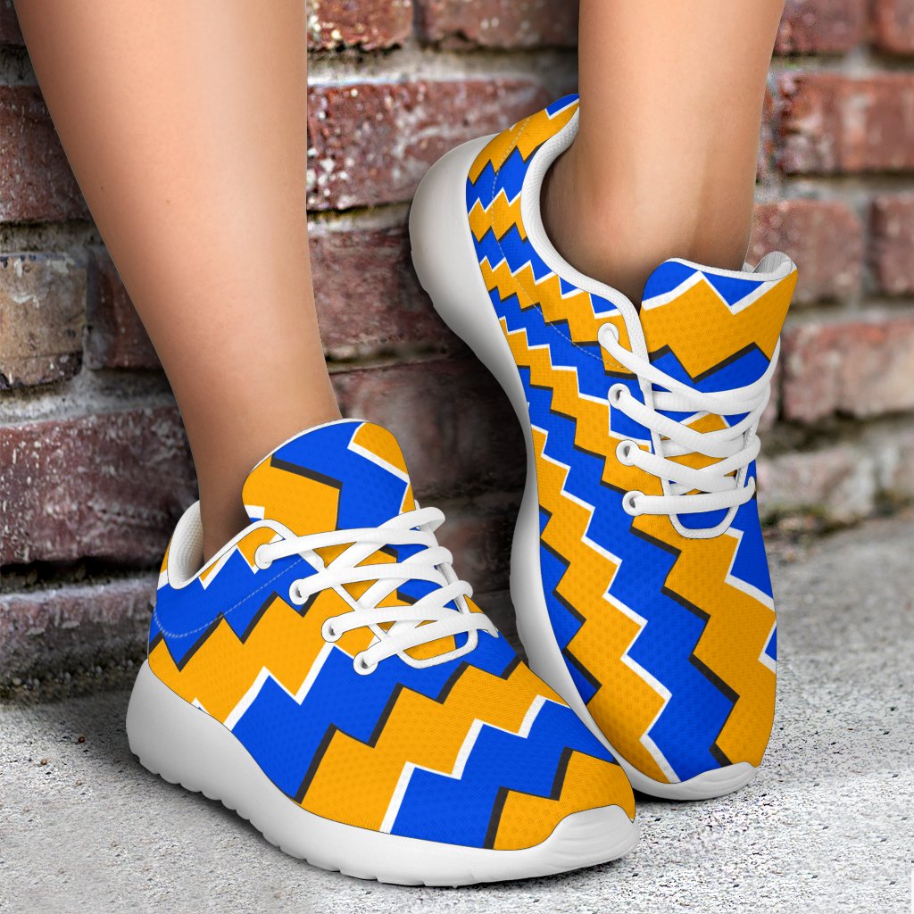 Yellow Spiral Moving Optical Illusion Sport Shoes GearFrost