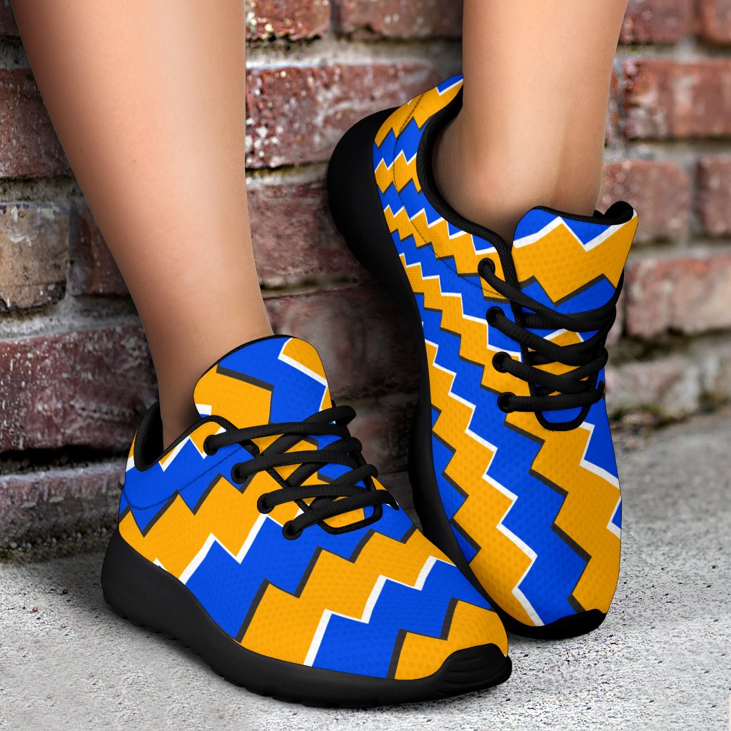 Yellow Spiral Moving Optical Illusion Sport Shoes GearFrost