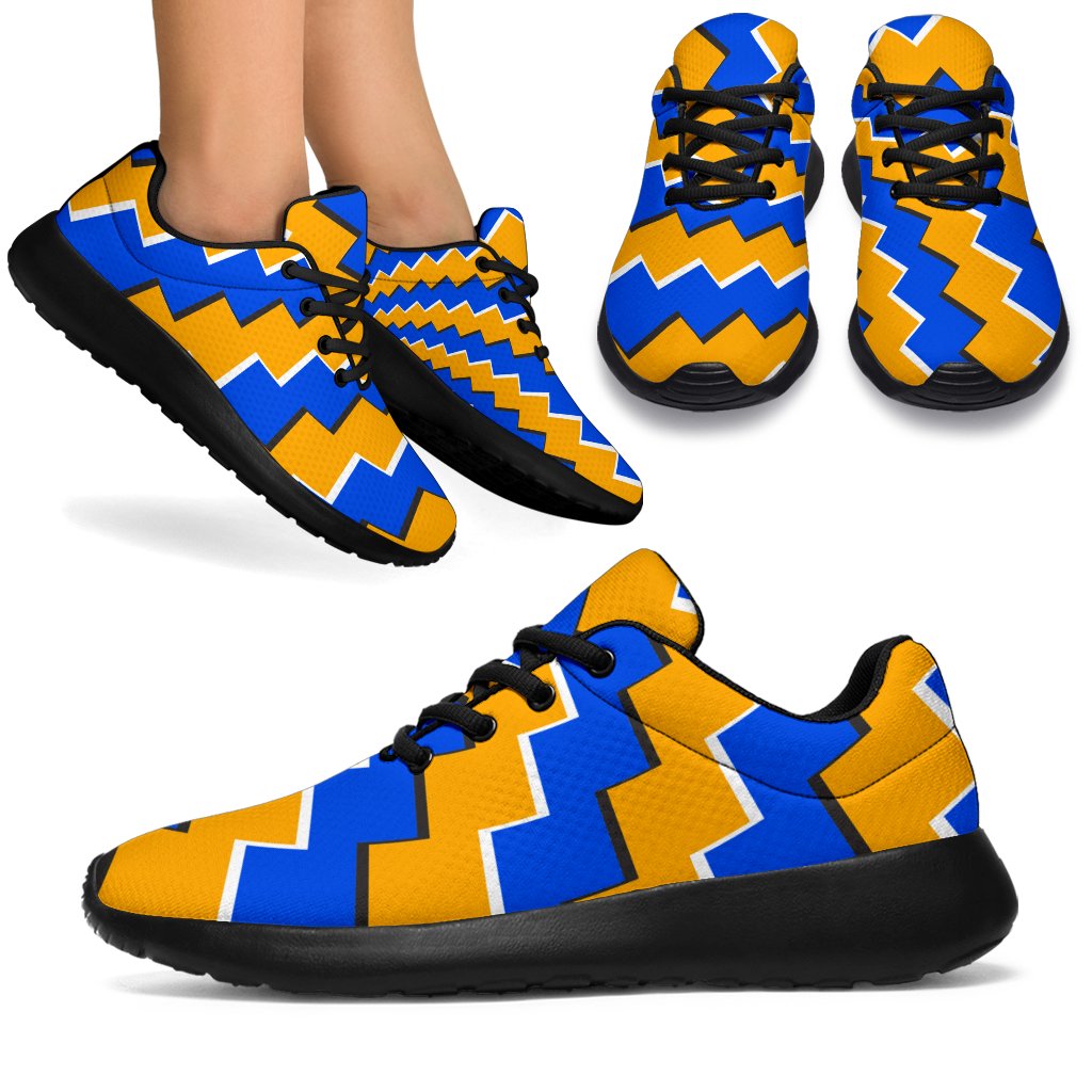 Yellow Spiral Moving Optical Illusion Sport Shoes GearFrost