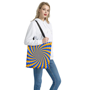 Yellow Spiral Moving Optical Illusion Tote Bag