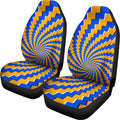 Yellow Spiral Moving Optical Illusion Universal Fit Car Seat Covers