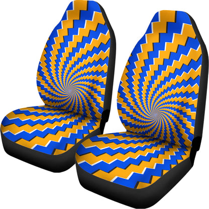 Yellow Spiral Moving Optical Illusion Universal Fit Car Seat Covers