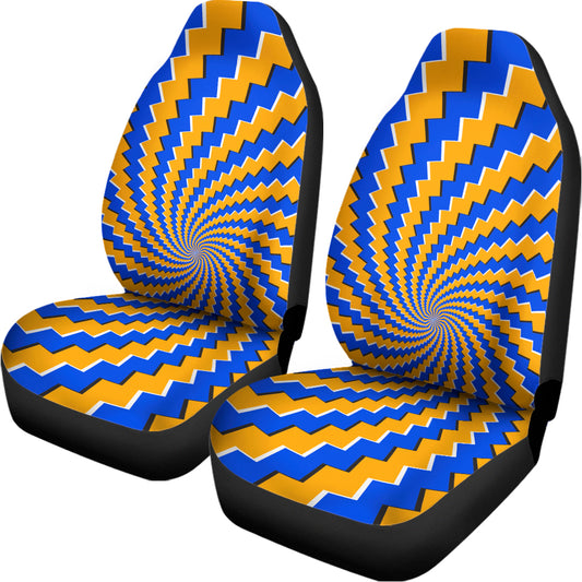 Yellow Spiral Moving Optical Illusion Universal Fit Car Seat Covers