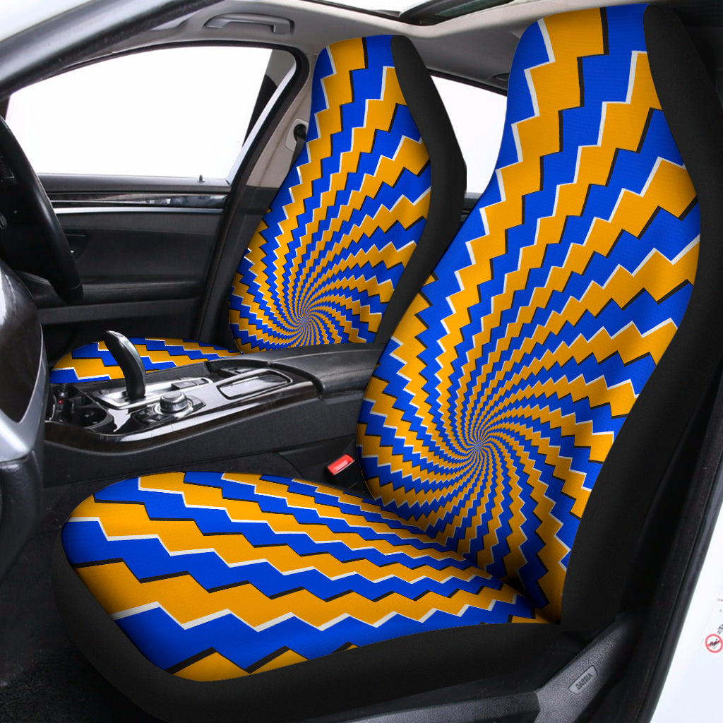 Yellow Spiral Moving Optical Illusion Universal Fit Car Seat Covers