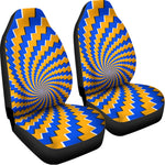 Yellow Spiral Moving Optical Illusion Universal Fit Car Seat Covers