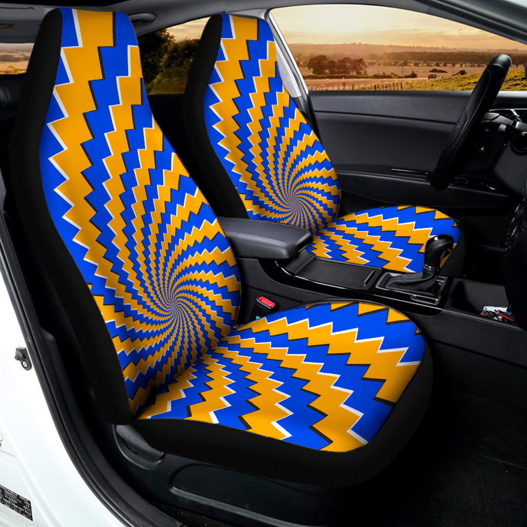 Yellow Spiral Moving Optical Illusion Universal Fit Car Seat Covers